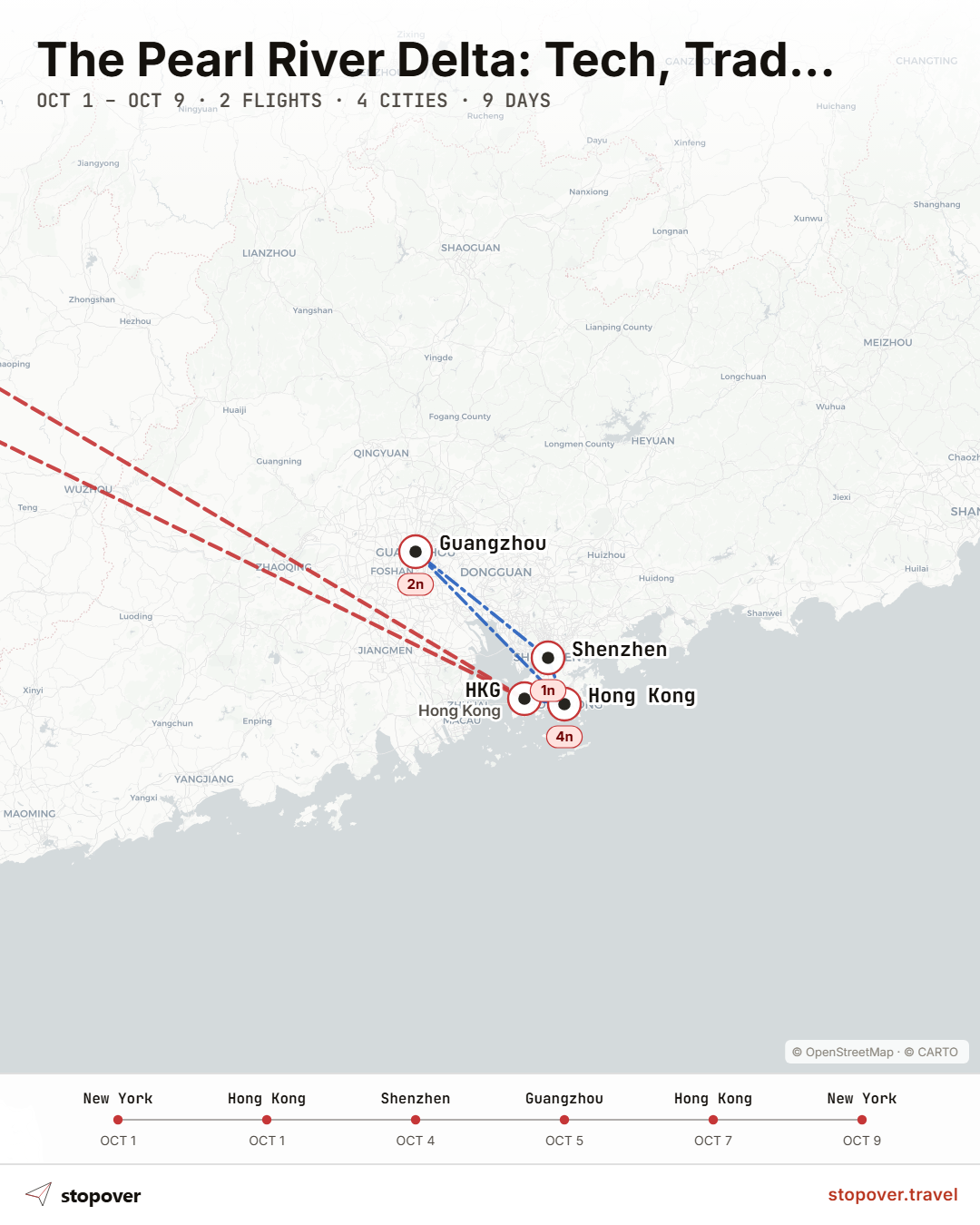High-speed rail map connecting Hong Kong, Shenzhen, and Guangzhou across the Pearl River Delta.